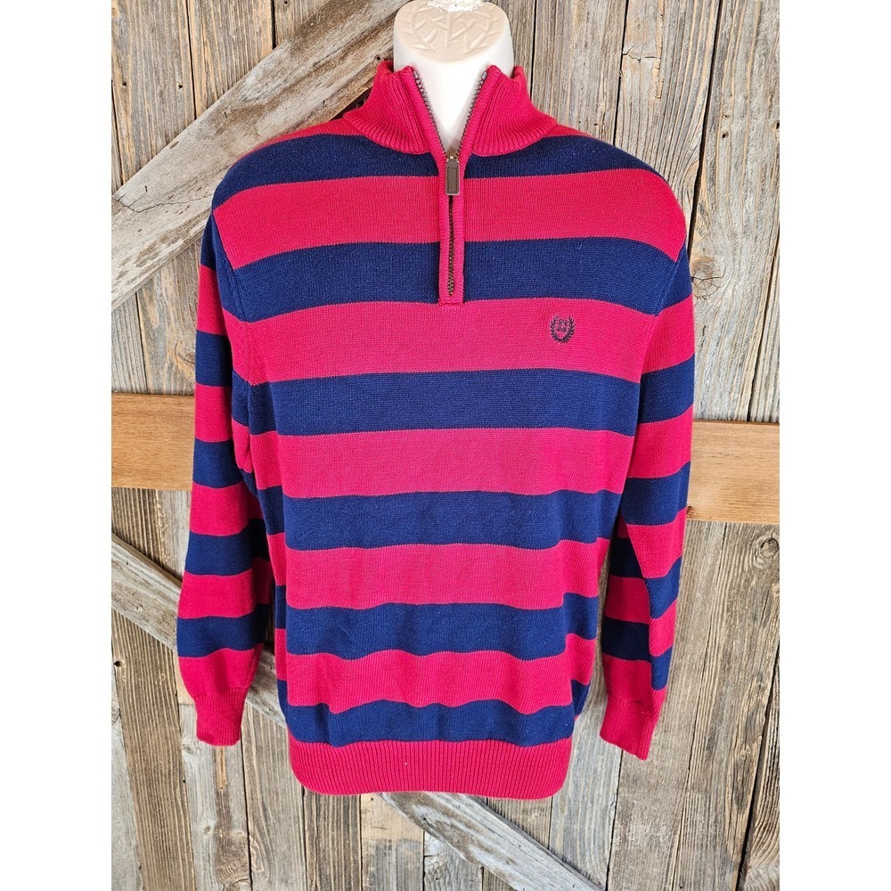 Chaps 1/4 zip patriotic knit popover warm blue red size medium Men